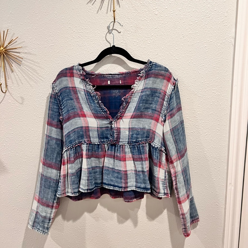 Selling this top, size small, plaid, soft and goes with a lot